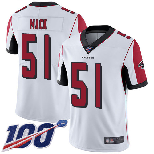 Atlanta Falcons Limited White Men Alex Mack Road Jersey NFL Football 51 100th Season Vapor Untouchable